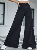 Kotty Women Black Jean Flared High-Rise Stretchable Jeans