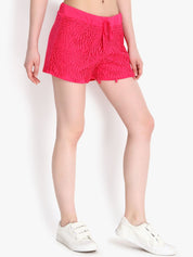 Kotty Women Pink Self Design Regular Fit Hot Pants