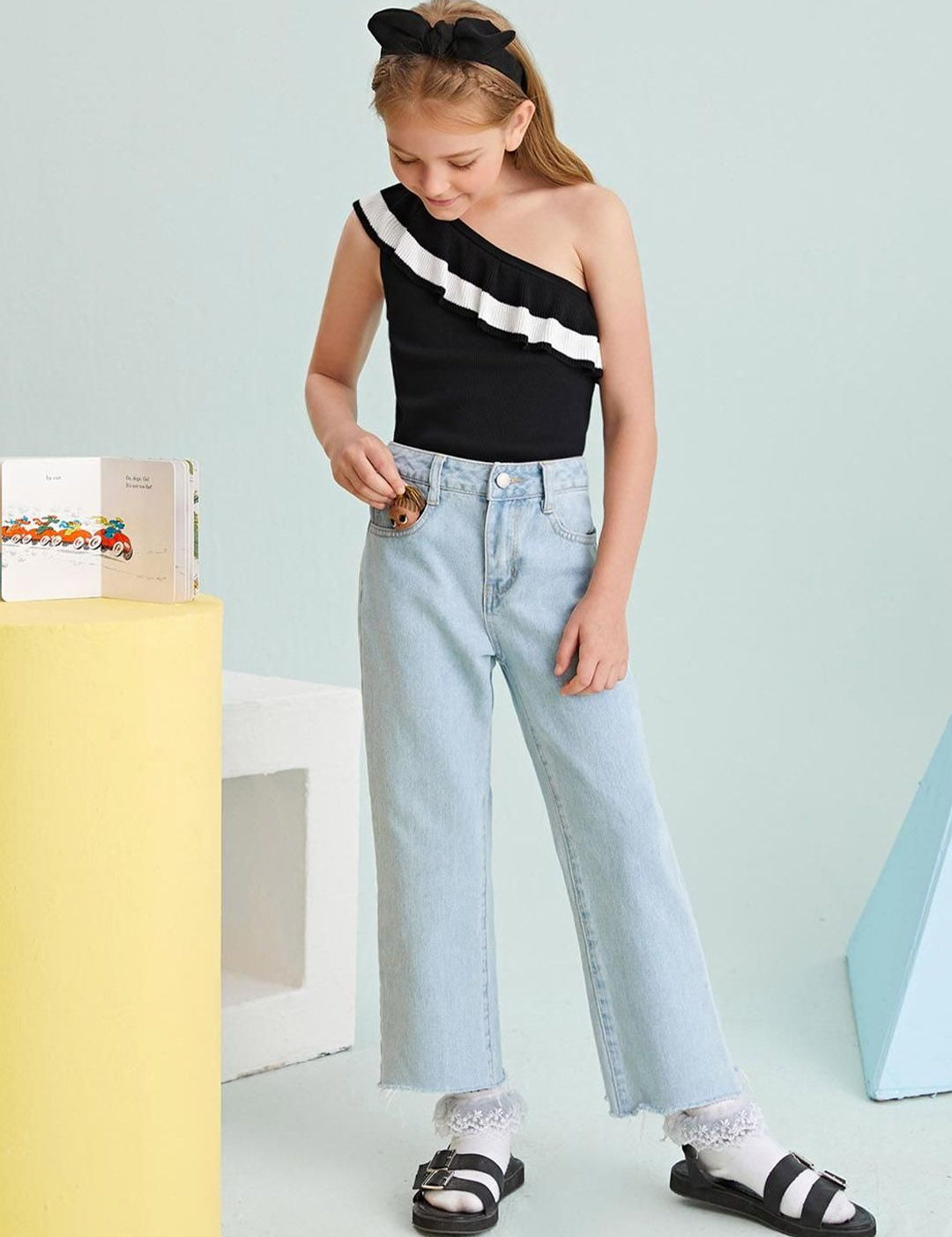 Kotty Girls Jean Mid-Rise Clean Look Stretchable Jeans