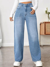 Kotty Women Jean Wide Leg Heavy Fade High-Rise Stretchable Jeans