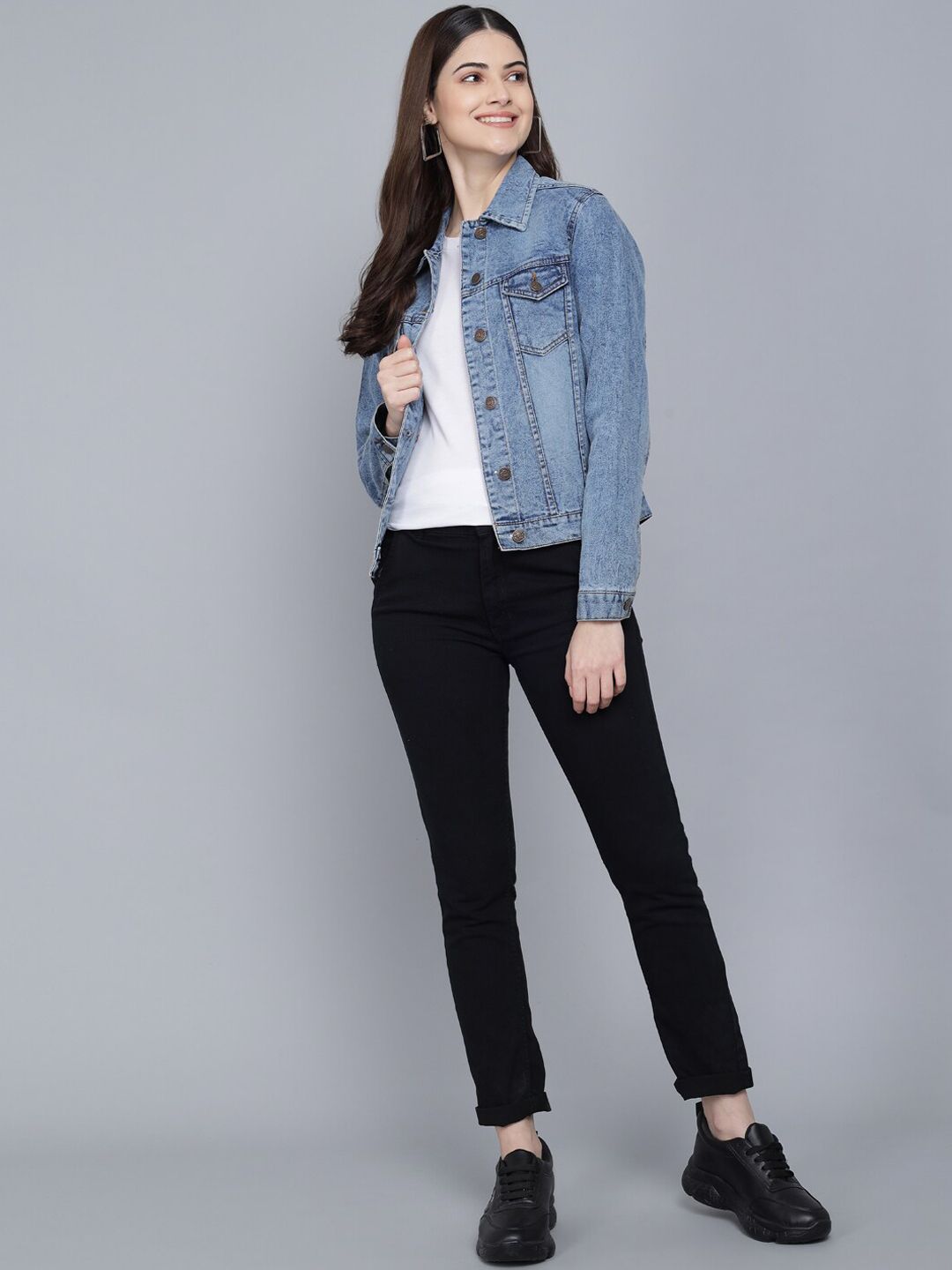Kotty Women Blue Washed Lightweight Denim Jacket