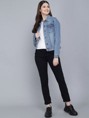 Kotty Women Blue Washed Lightweight Denim Jacket