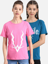 Kotty Women Pack Of 2 Printed Round Neck T-shirts