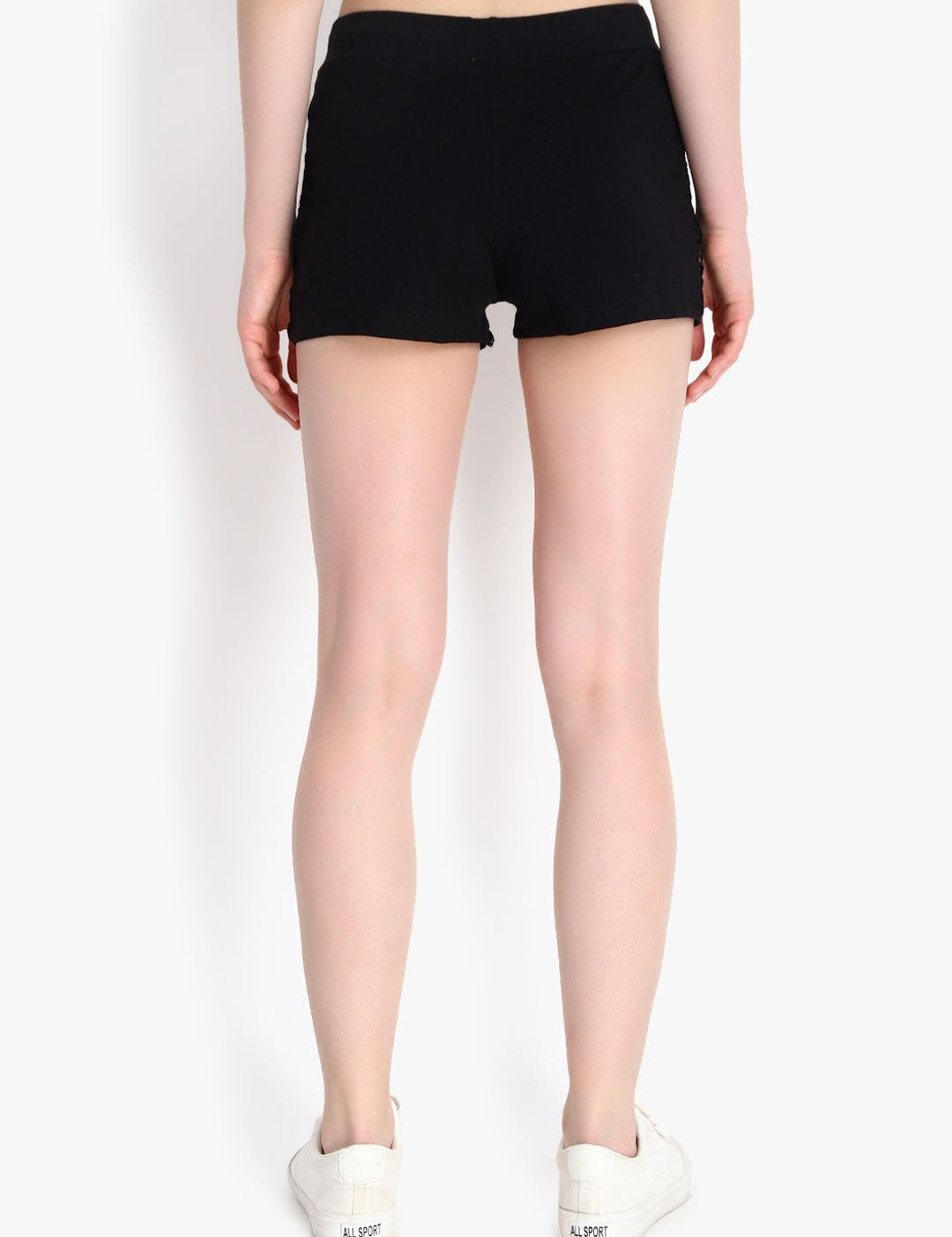 Kotty Women Black Self Design Regular Fit Hot Pants