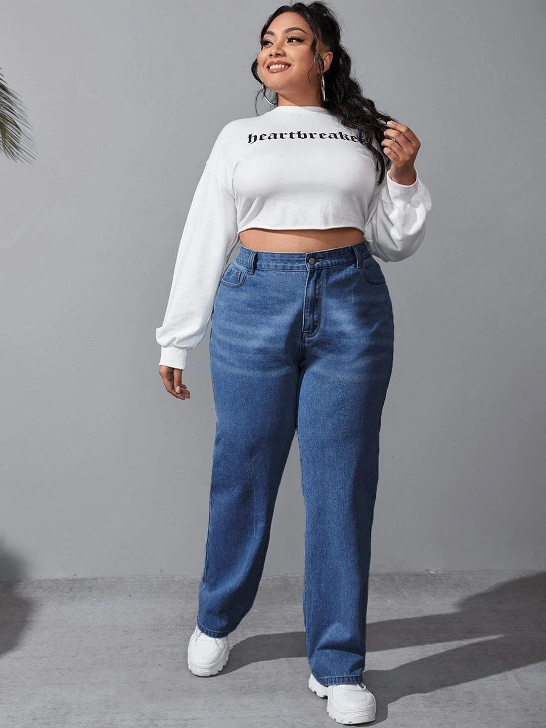 Kotty Women Blue Jean Straight Fit High-Rise Clean Look Stretchable Jeans