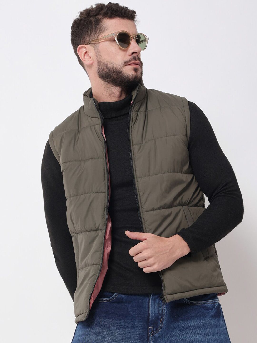 Kotty Men Olive Green Outdoor Puffer Jacket