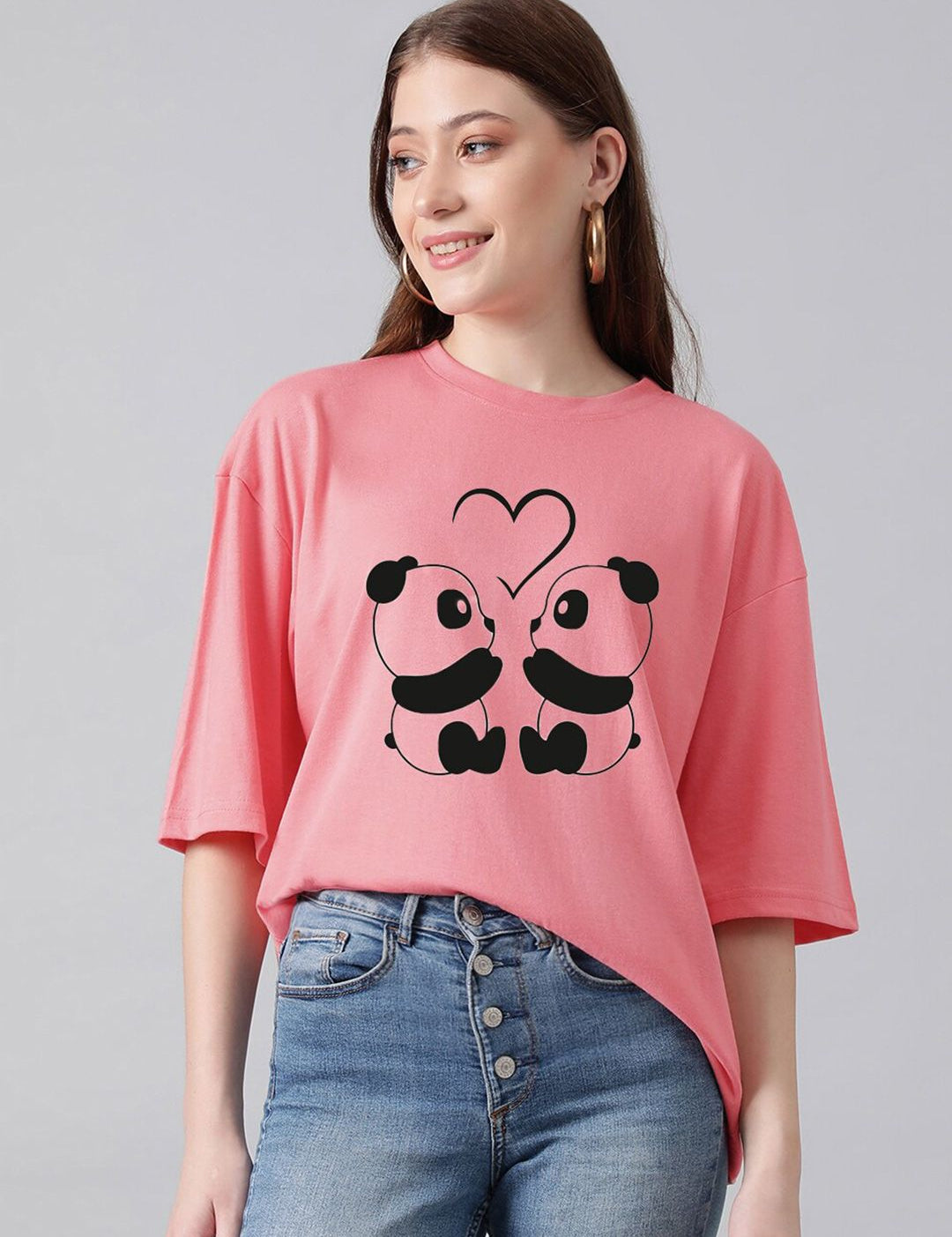 Kotty Graphic Printed Drop Shoulder Sleeves Oversized T-shirt