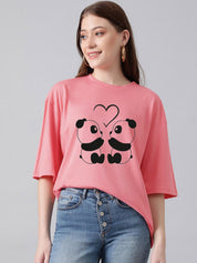 Kotty Graphic Printed Drop Shoulder Sleeves Oversized T-shirt