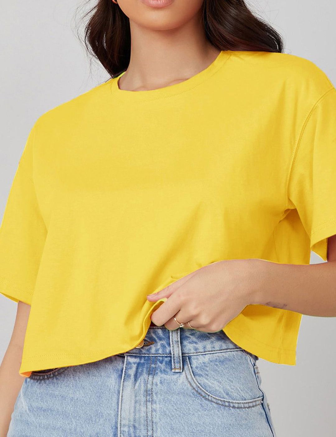 KOTTY Basics Women Solid Round Neck  Oversized T-shirt