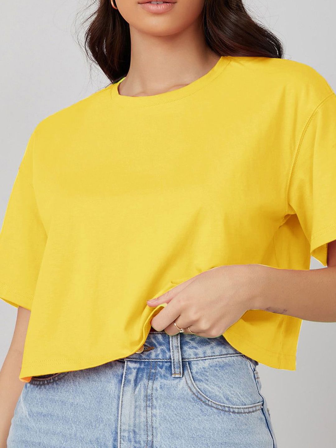 KOTTY Basics Women Solid Round Neck  Oversized T-shirt