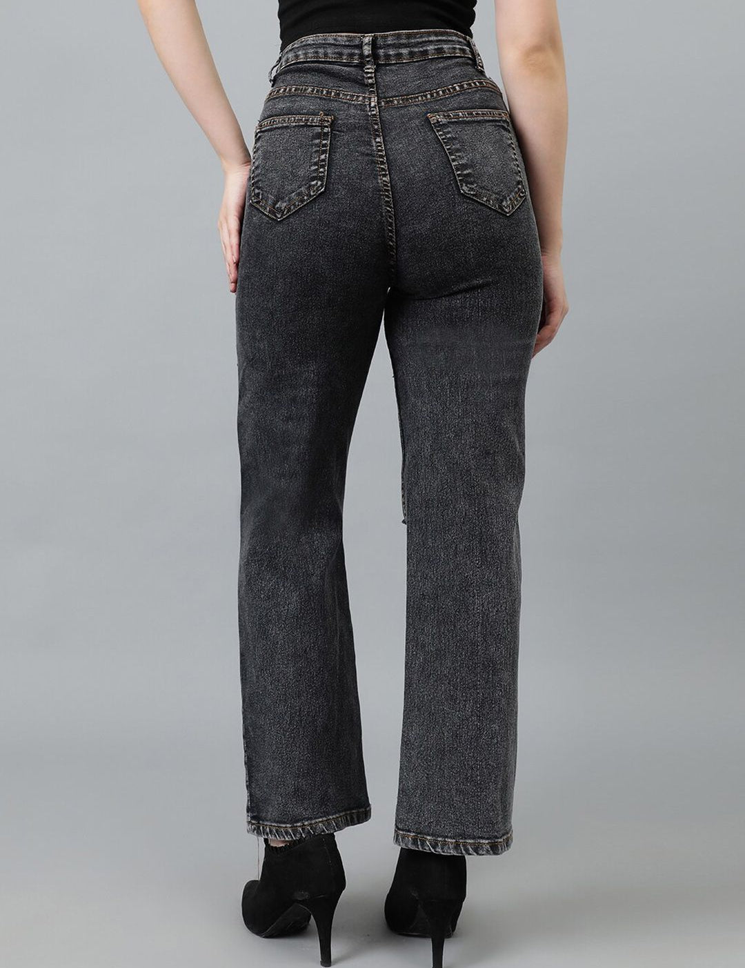 Kotty Women Jean Straight Fit High-Rise Highly Distressed Stretchable Jeans