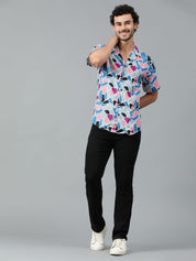 Kotty Men Cuban Collar Abstract Printed Casual Shirt