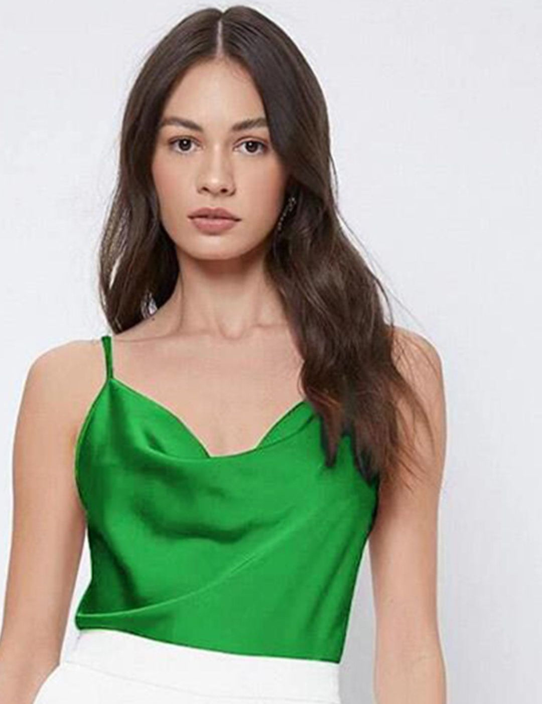 Kotty Green Cowl Neck Sleeveless Satin Top
