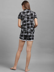 Kotty Women Black & White Printed Night Suit