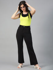 KOTTY BIZwear Women Relaxed Straight Fit High-Rise Easy Wash Trousers