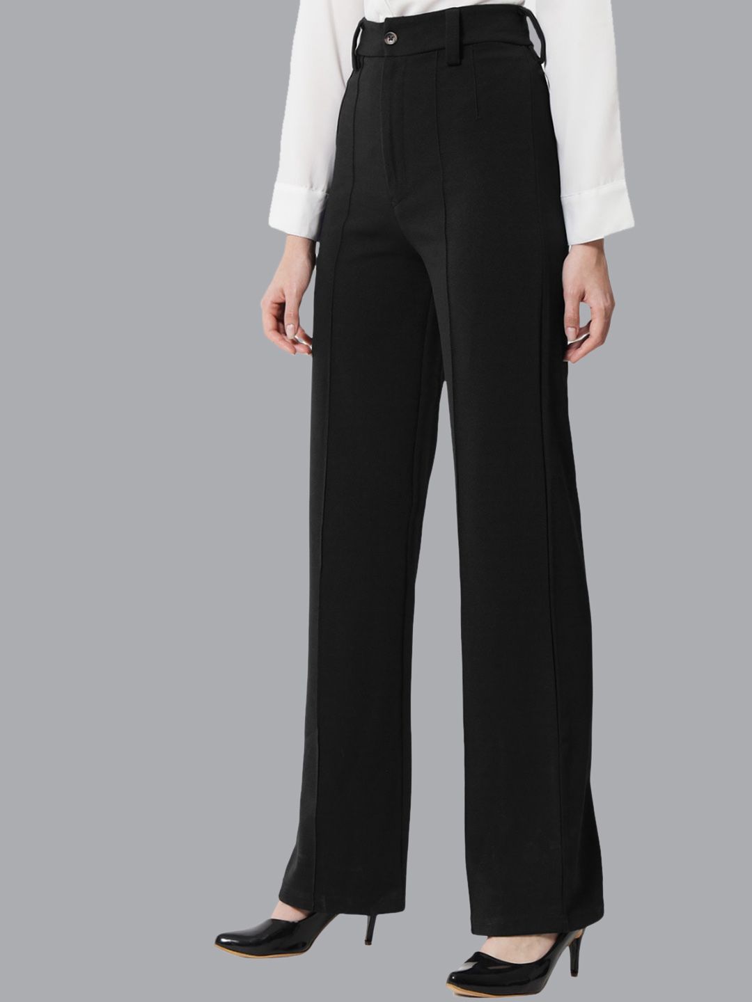 Kotty Women Pack Of 2 Straight Fit High-Rise Easy Wash Parallel Trousers