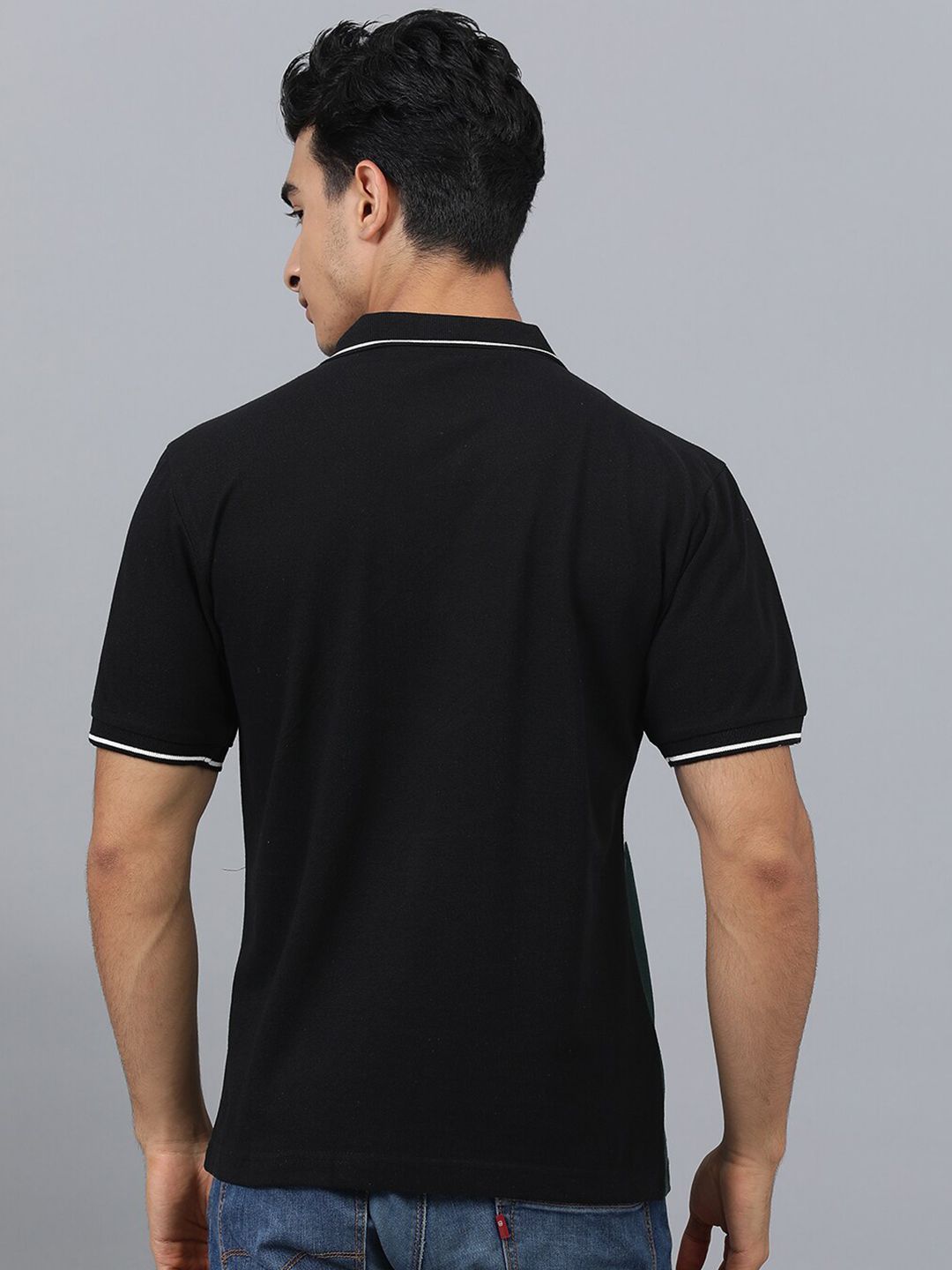 Kotty Colourblocked Polo Collar Regular Fit Cotton T-Shirt