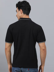 Kotty Colourblocked Polo Collar Regular Fit Cotton T-Shirt