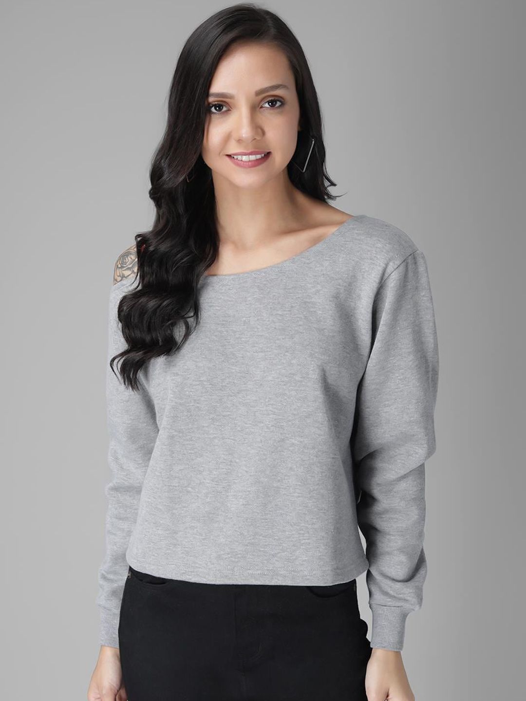 Kotty Women Grey Solid Sweatshirt