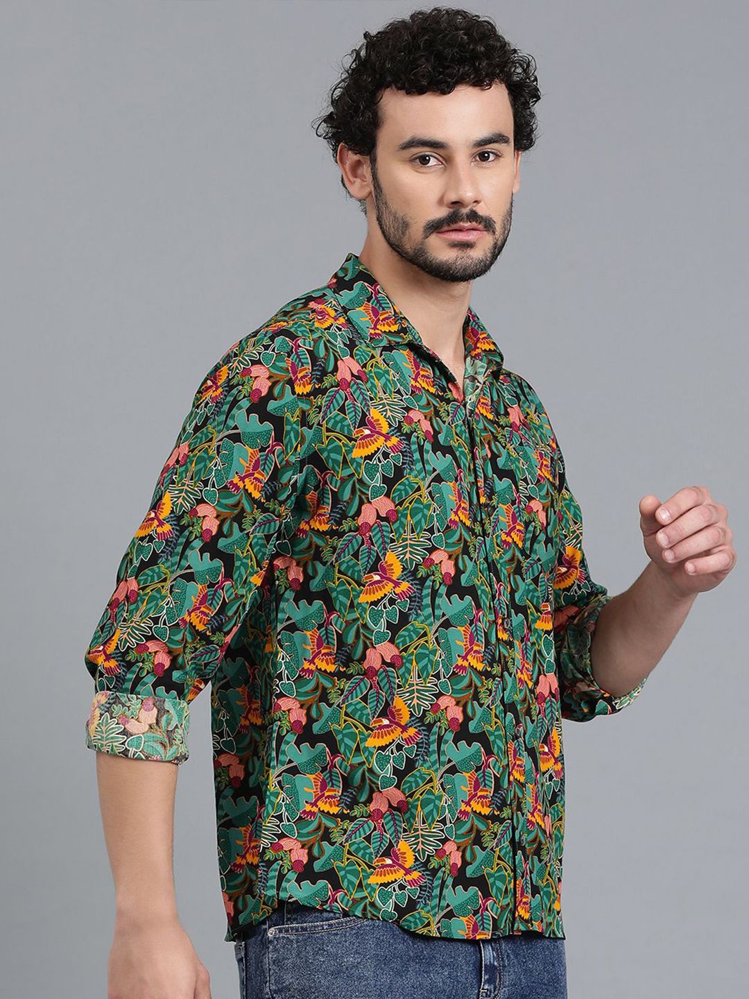 Kotty New Relaxed Fit Floral Printed Spread Collar Casual Shirt
