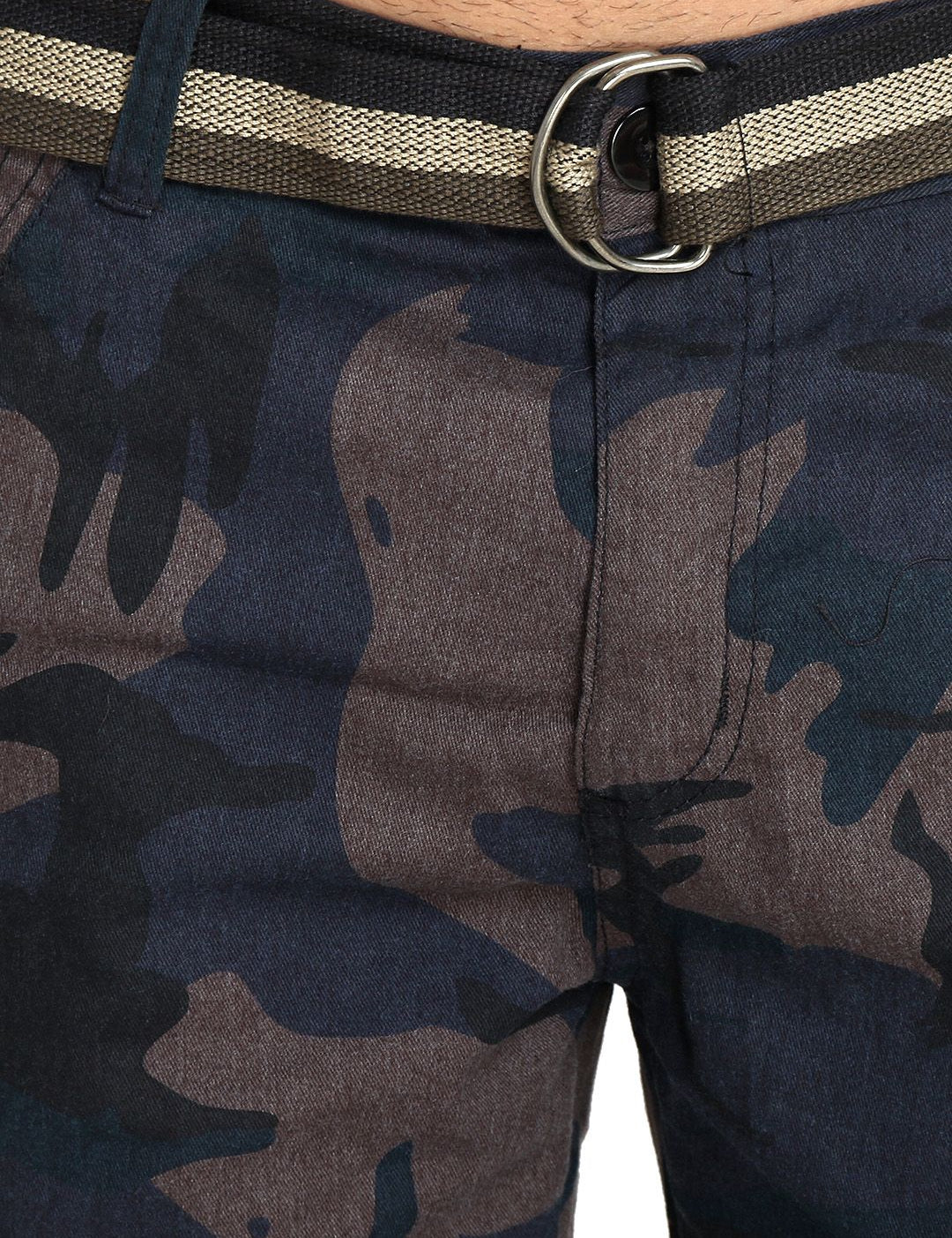 Kotty Men Blue Printed Regular Fit Cargo Shorts