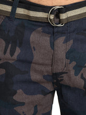 Kotty Men Blue Printed Regular Fit Cargo Shorts