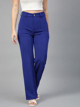 KOTTY BIZwear Women Relaxed Straight Fit High-Rise Easy Wash Trousers
