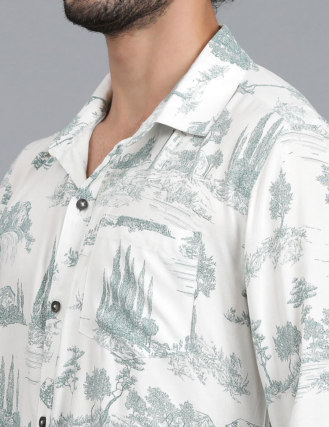 Kotty New Relaxed Fit Abstract Printed Cutaway Collar Casual Shirt