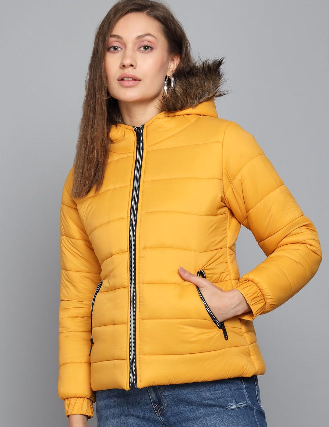 Kotty Women Yellow Outdoor Puffer Jacket