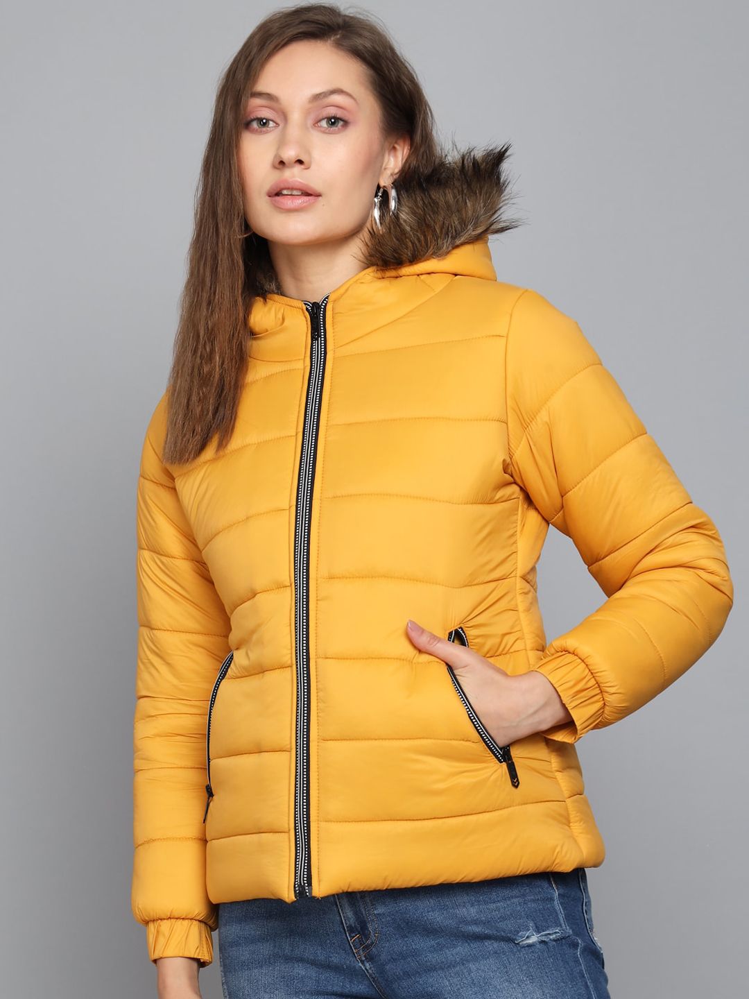 Kotty Women Yellow Outdoor Puffer Jacket