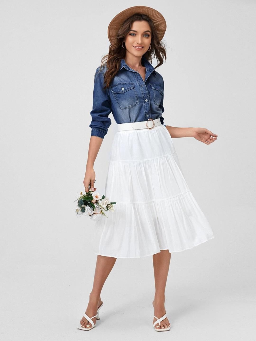 Kotty Blue Relaxed Faded Spread Collar Casual Shirt