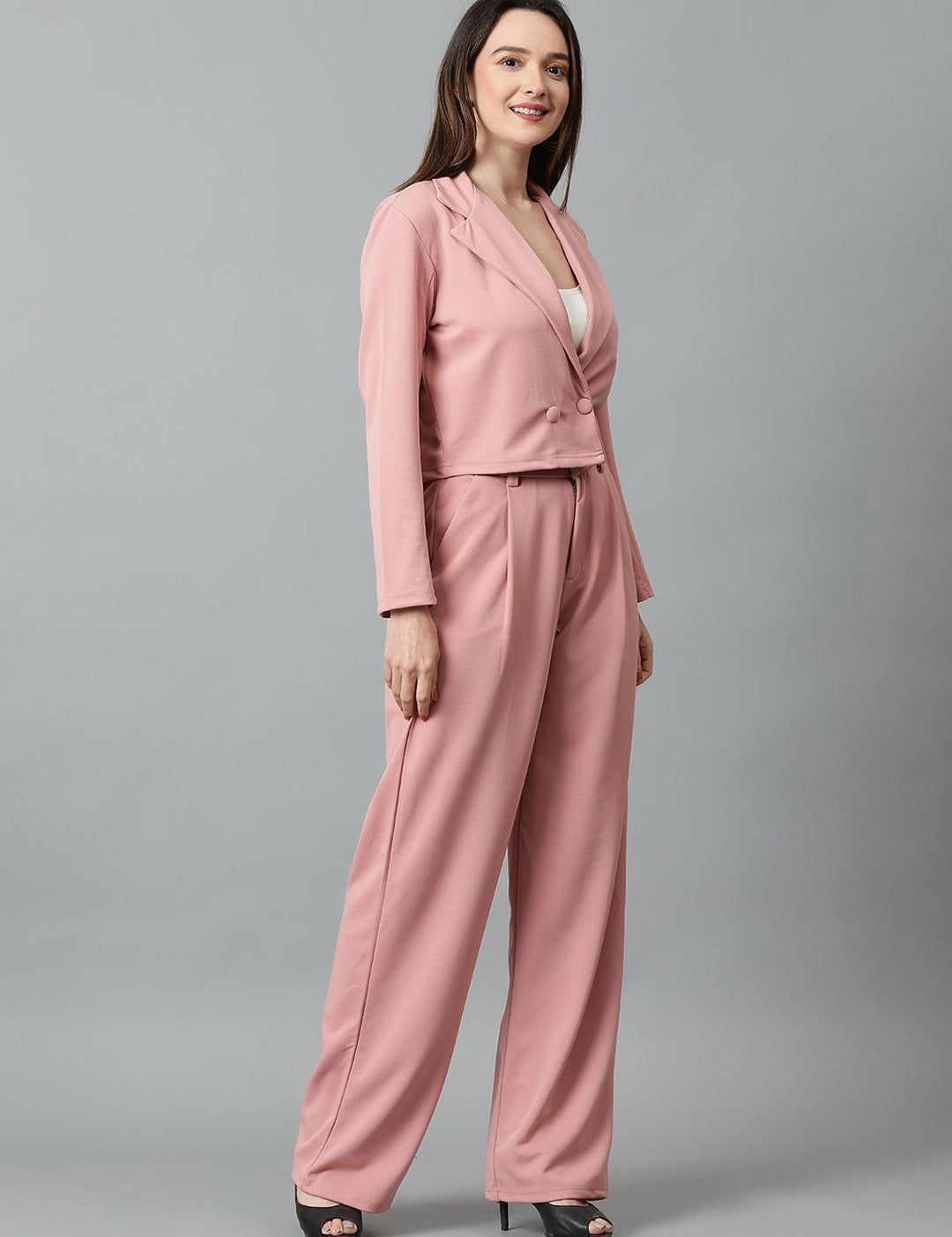 KOTTY BIZwear Basics Notched Lapel Collar Coat With Trousers