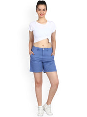 Kotty Women Blue Solid Regular Fit Regular Shorts
