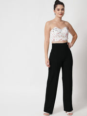 Kotty Women Black Regular Straight Leg High-Rise Easy Wash Regular Fit Trousers