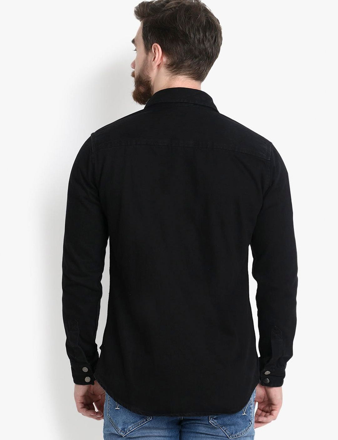 Kotty Men Black Solid Lightweight Denim Jacket