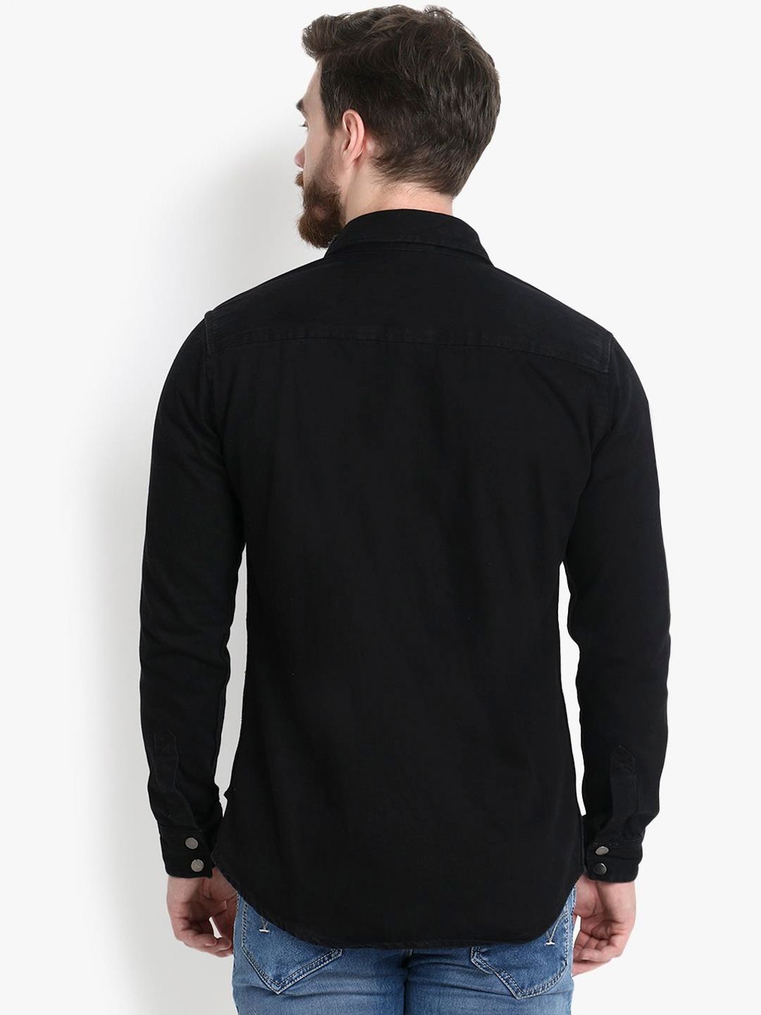 Kotty Men Black Solid Lightweight Denim Jacket