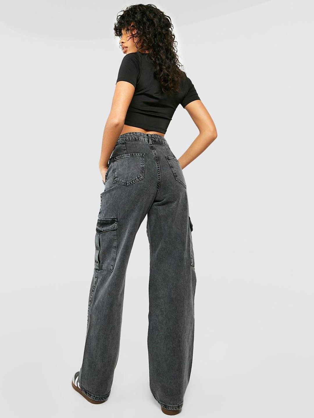 Kotty Women Grey Jean Straight Fit High Rise Light Fade Clean Look Stretchable Jeans