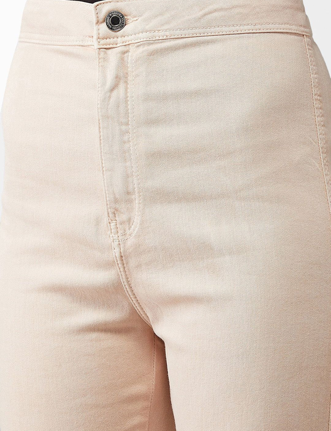 Kotty Women Cream-Coloured Skinny Fit High-Rise Clean Look Jeans