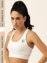 Kotty Pack of 2 Non-Padded Non-Wired Full Coverage All Day Comfort Workout Bra