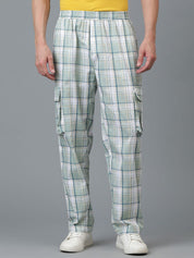 Kotty Men Checked Relaxed Low-Rise Easy Wash Trousers