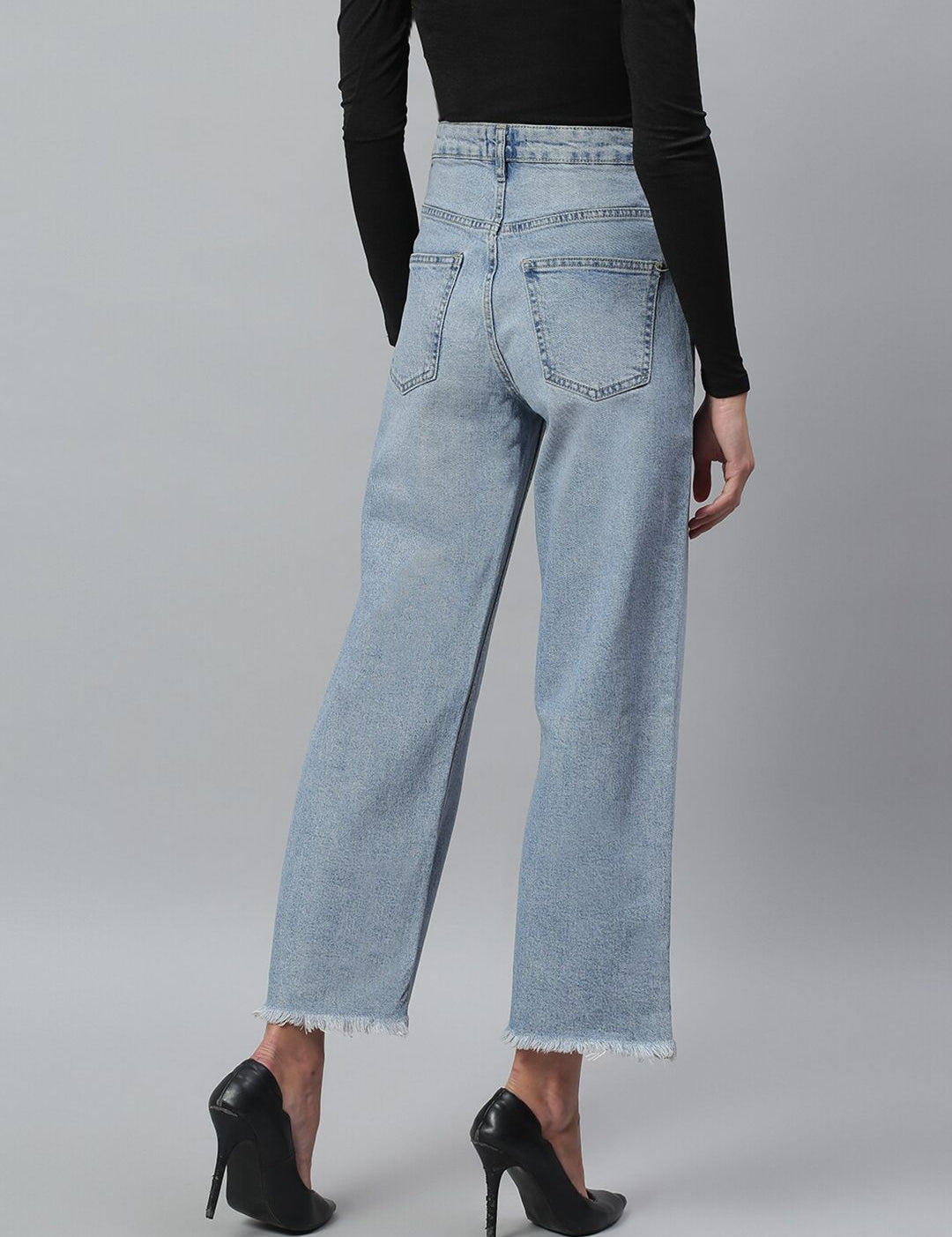 Kotty Women Blue Light Fade Clean Look Flared Jeans