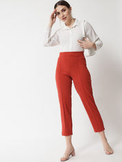 Kotty Women Red High-Rise Easy Wash Trousers