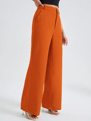 Kotty Women Orange Relaxed Straight Fit High-Rise Easy Wash Trousers