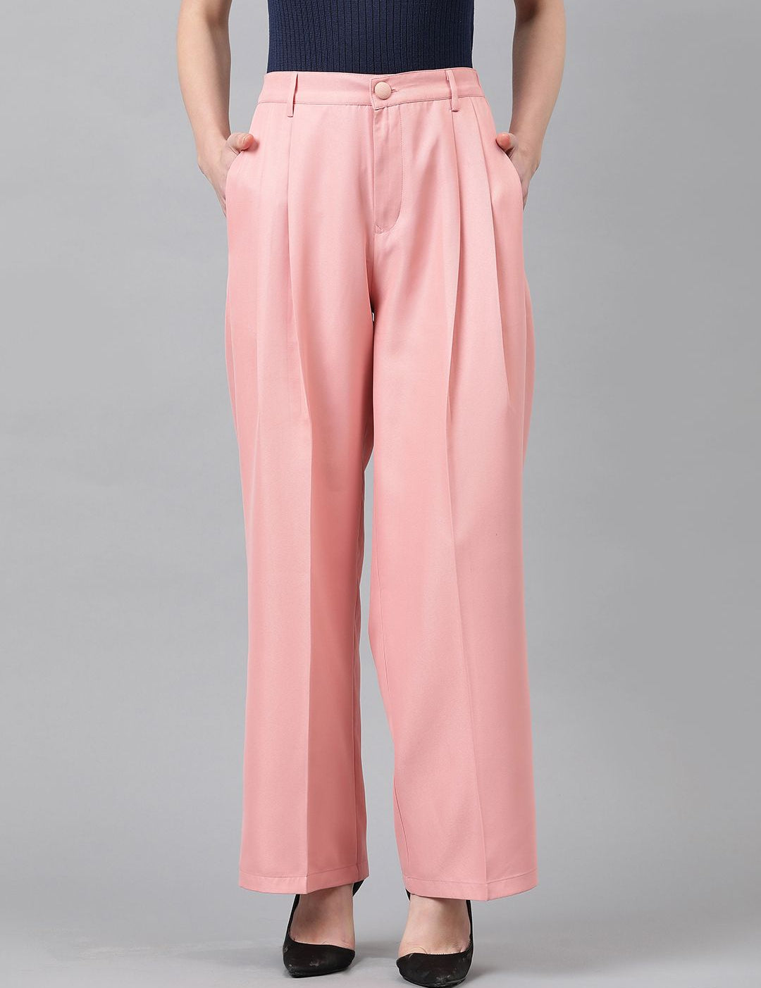 KOTTY BIZwear Women High-Rise Easy Wash Cotton Cargos Trousers