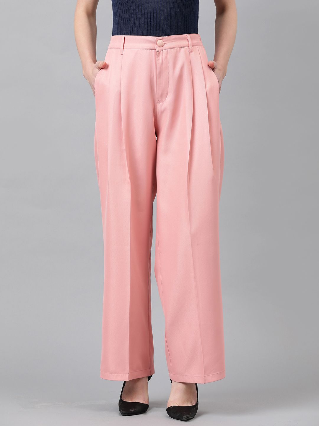 KOTTY BIZwear Women High-Rise Easy Wash Cotton Cargos Trousers