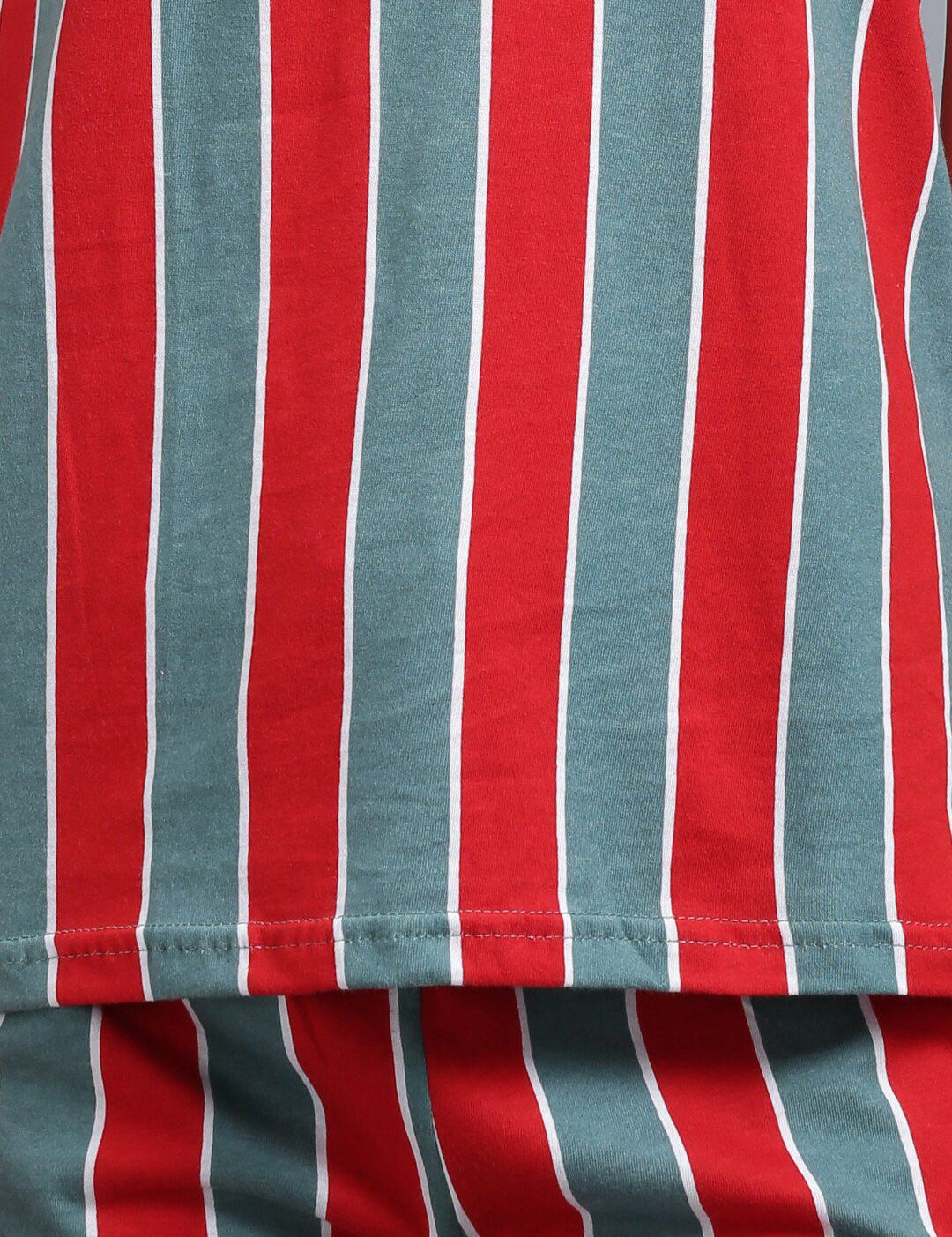 Kotty Women Grey & Red Striped Night Suit