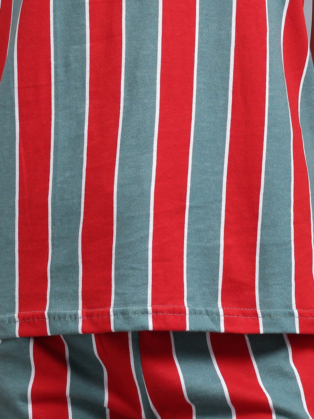 Kotty Women Grey & Red Striped Night Suit