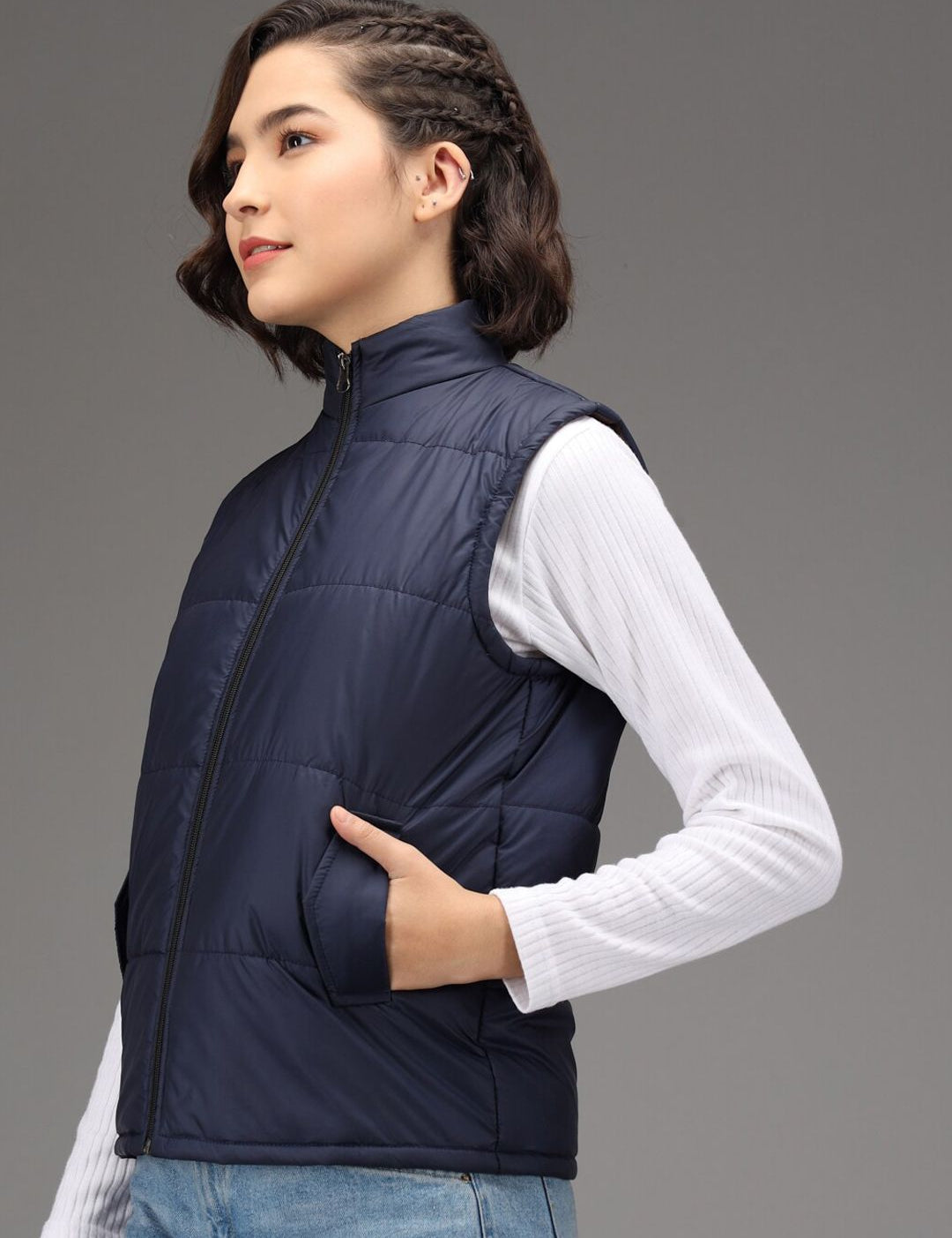 Kotty Women Blue Training or Gym Padded Jacket