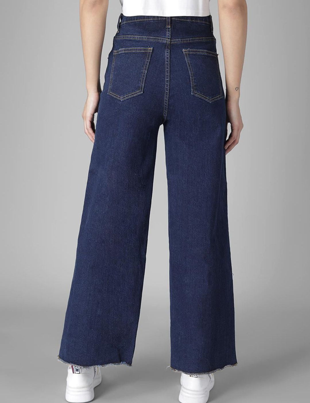 KOTTY Basics Women Wide Leg High-Rise Clean Look Stretchable Jeans