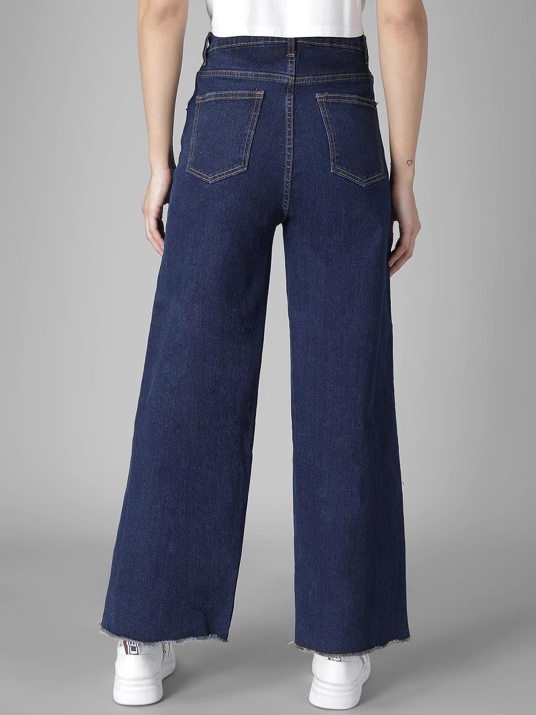 KOTTY Basics Women Wide Leg High-Rise Clean Look Stretchable Jeans